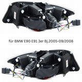 LED Angel Eyes Scheinwerfer Set für BMW E90/E91 3er 2005-09.2008 schwarz