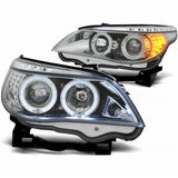 Angel Eyes Scheinwerfer Set in chrom LED Blinker für BMW E60/E61 03-07