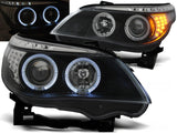 Angel Eyes Scheinwerfer Set schwarz LED Blinker für BMW E60/E61 2003-2007