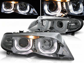 Angel Eyes 3D Scheinwerfer chrom für BMW 3er E46 Limo Touring Bj. 02-05, LED Standlichtringe