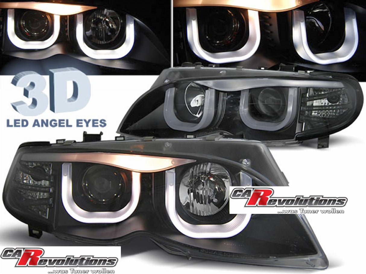 LED Scheinwerfer 3D Design in schwarz für BMW E46 09.2001-03.2005 Limo Touring