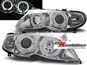 Angel Eyes Xenon Scheinwerfer Set Schwarz BMW 3er E46 Coupé Cabrio 2003-2006 Tuning Scheinwerfer