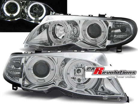 Angel Eyes Xenon Scheinwerfer Set Schwarz BMW 3er E46 Coupé Cabrio 2003-2006 Tuning Scheinwerfer