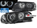 CCFL Angel Eyes Scheinwerfer CCFL schwarz für BMW E46 99-03 Coupe Cabrio