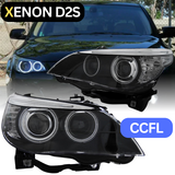 D2S Xenon Scheinwerfer Set Schwarz für BMW 5er E60 E61 2003–2004 CCFL Angel Eyes