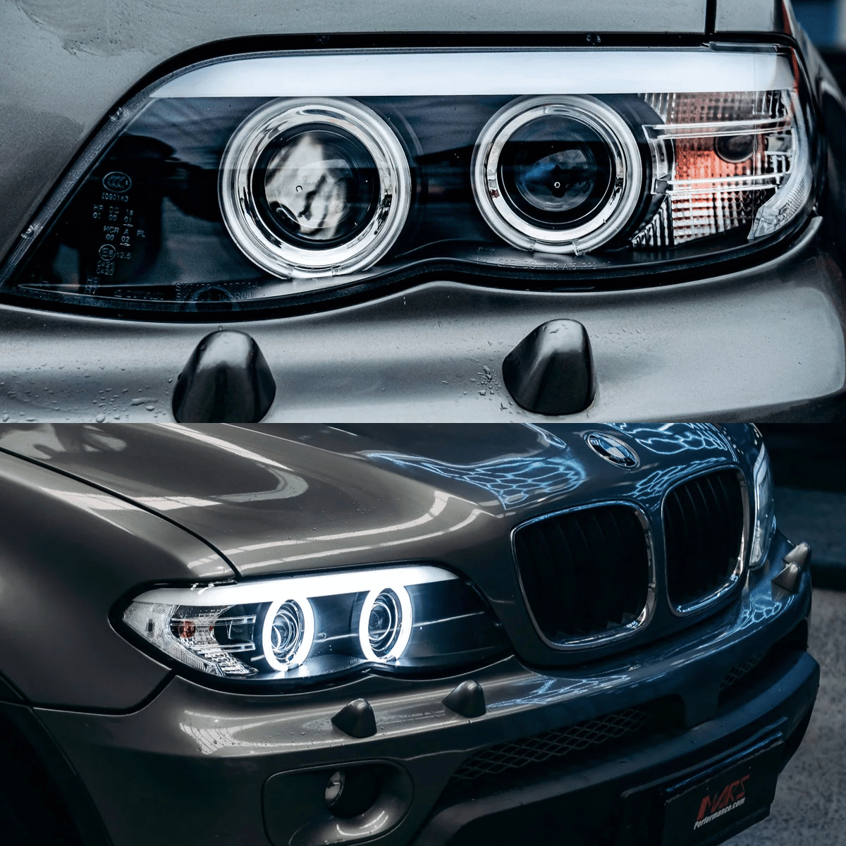 Xenon Scheinwerfer Set Schwarz für BMW X5 E53 11/2003–2006 mit CCFL Angel Eyes