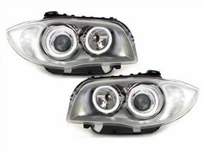 Scheinwerfer mit Angel Eyes, LED-Standlicht, Tuning-Scheinwerfer Paar für BMW 1er E87