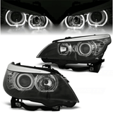 Angel Eyes LED Scheinwerfer Set Schwarz für BMW 5er E60 Limousine & E61 Kombi 2003–2007