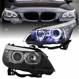 Angel Eyes LED Scheinwerfer Set Schwarz für BMW 5er E60 Limousine & E61 Kombi 2003–2007