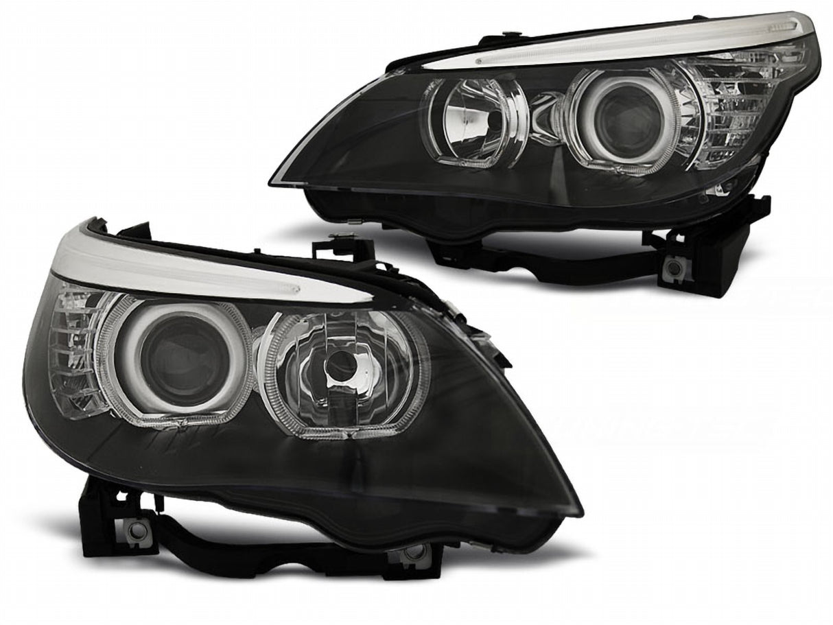 LED Angel Eyes Scheinwerfer Set H7/H7 schwarz für BMW E60/E61 03-07