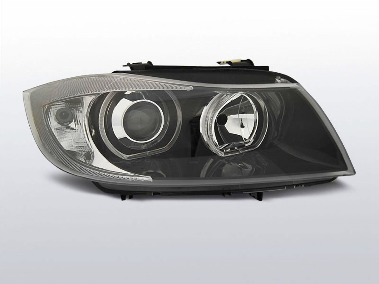 LED Angel Eyes Scheinwerfer Set in schwarz für BMW E90/E91 03.2005-08.2008