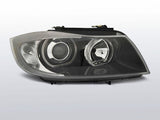 LED Angel Eyes Scheinwerfer Set in schwarz für BMW E90/E91 03.2005-08.2008