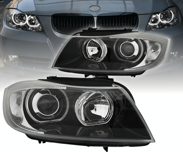 Scheinwerfer schwarz für 03.2005-08.2008 Tuning Zubehör für BMW E90 E91 LED Angel Eyes