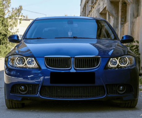 LED Scheinwerfer mit Tagfahrlicht Ringen, Frontansicht, Tuning Zubehör für BMW E90 E91
