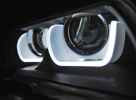 LED Light Tube Tagfahrlicht Scheinwerfer in schwarz für BMW X1 E84 08.12-01.2014
