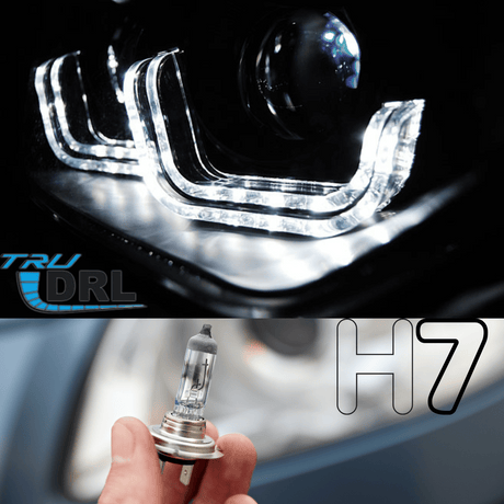 TRU DRL Scheinwerfer mit H7 Birne, LED Tagfahrlicht, KFZ Tuning Zubehör