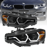 Angel Eyes Xenon Scheinwerfer Set mit LED Tagfahrlicht und AFS in Schwarz für BMW 3er F30 F31 2011–2015