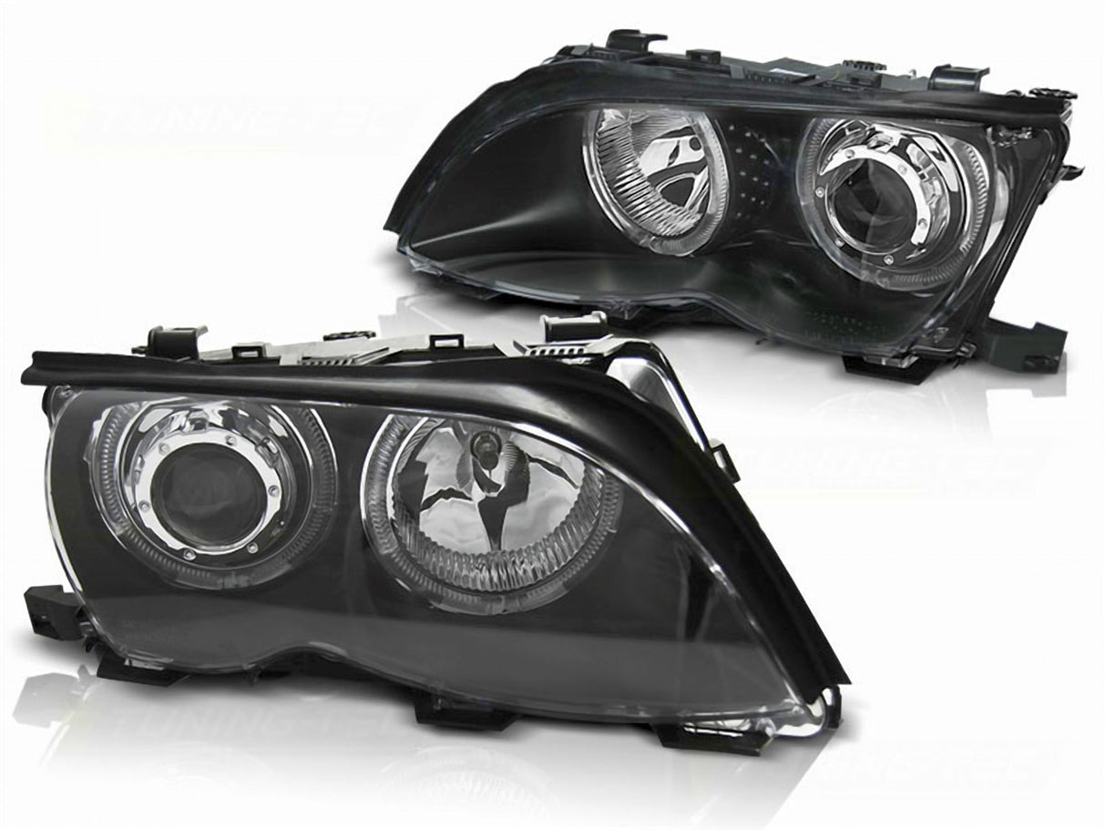 LED Angel Eyes Scheinwerfer Set schwarz für BMW E46 2001-03.2003 Limo Touring