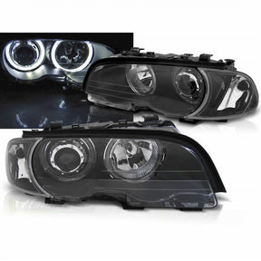 Scheinwerfer schwarz, mit Ringen für BMW E46 Coupe Cabrio LED Angel Eyes