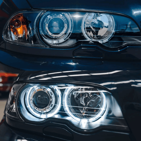 LED Angel Eyes Scheinwerfer Set in schwarz für BMW E46 04.1999-03.2003 Coupe Cabrio