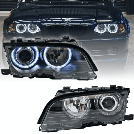LED Angel Eyes Scheinwerfer Set in schwarz für BMW E46 04.1999-03.2003 Coupe Cabrio