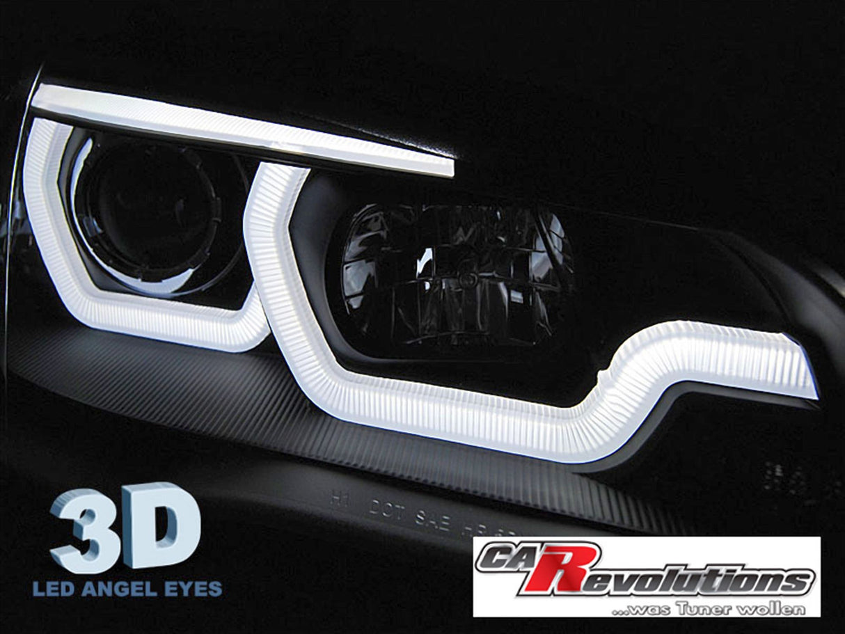 LED Tagfahrlicht 3D Angel Eyes Scheinwerfer schwarz für BMW X5 E70 2007-2013