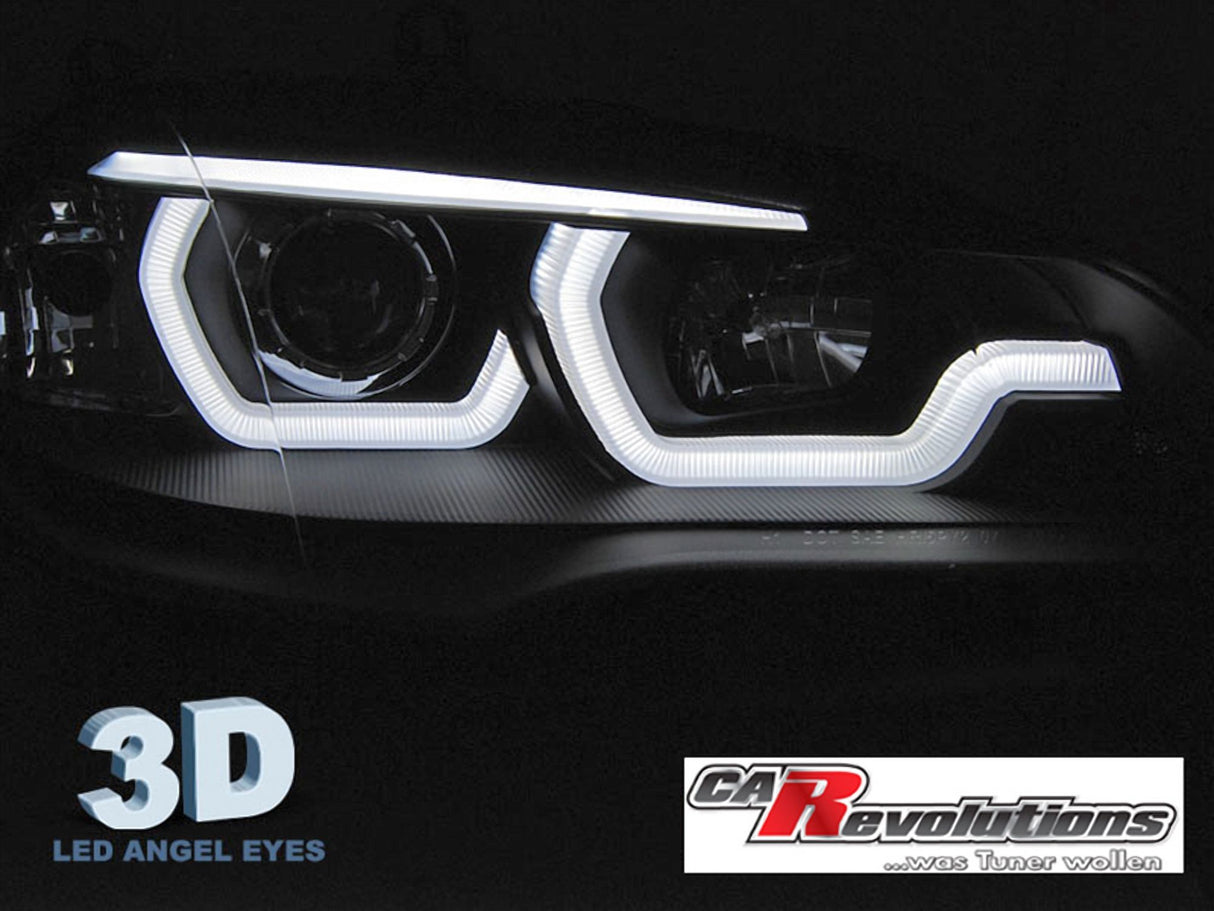 LED Tagfahrlicht 3D Angel Eyes Scheinwerfer schwarz für BMW X5 E70 2007-2013