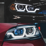 Halogen Scheinwerfer Set Schwarz für BMW X5 E70 2007–2013 mit 3D LED Angel Eyes Tagfahrlicht