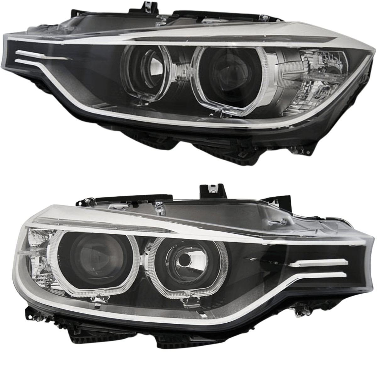 Scheinwerfer Set LED Angel Eyes für BMW 3er F30/F31 2011–2015 in Schwarz True DRL