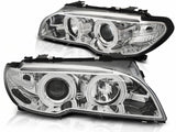 Scheinwerfer mit Ringen LED-Tagfahrlicht Optik Chrom für BMW E90 E91