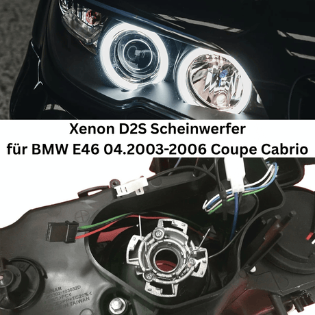 Scheinwerfer Coupe Cabrio 04-06 mit Angel Eyes und Kabelbaum für BMW E46 Xenon D2S
