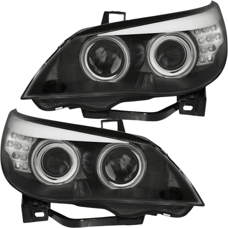 Angel Eyes Xenon Scheinwerfer Set Schwarz für BMW 5er E60 E61 2003–2004 mit CCFL - CR Tuning