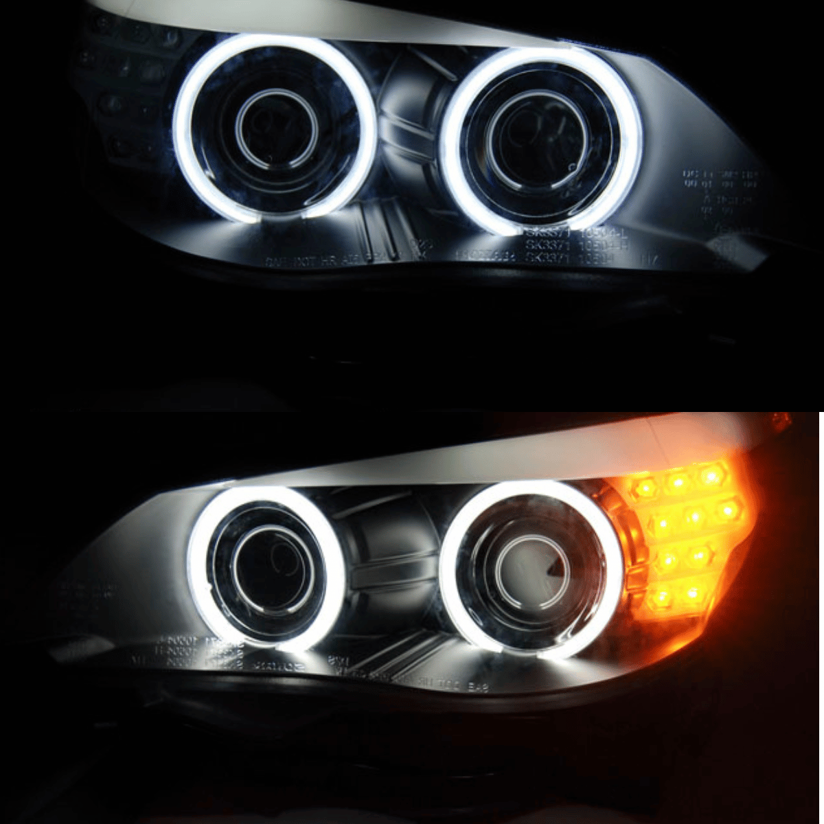 Angel Eyes Xenon Scheinwerfer Set Schwarz für BMW 5er E60 E61 2003–2004 mit CCFL - CR Tuning