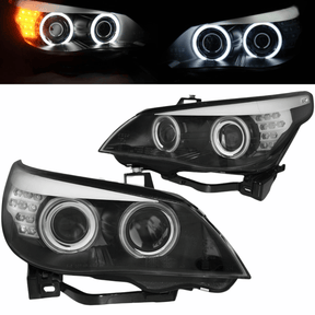 Angel Eyes Xenon Scheinwerfer Set Schwarz für BMW 5er E60 E61 2003–2004 mit CCFL - CR Tuning
