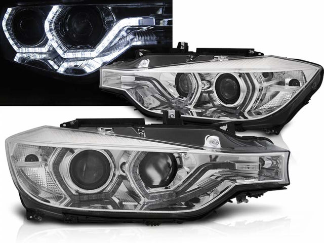 Scheinwerfer Set Chrom mit LED Angel Eyes und True DRL für BMW 3er F30 F31