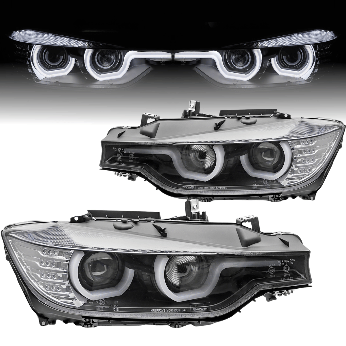 Scheinwerfer Set Schwarz mit LED Tagfahrlicht True DRL für BMW 3er F30 F31
