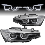 Scheinwerfer Set Schwarz mit LED Tagfahrlicht True DRL für BMW 3er F30 F31