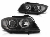 Angel Eyes Scheinwerfer Set BMW 3er E90 E91 2005-2008 Schwarz mit LED Blinker