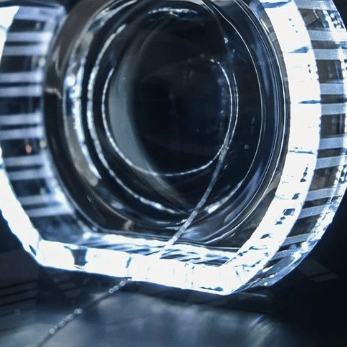LED Scheinwerfer mit blauem Standlicht Ring für Auto Tuning Zubehör