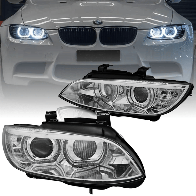 Scheinwerfer Set Chrom Angel Eyes AFS für 2006-2010 für BMW 3er E92 E93 Xenon