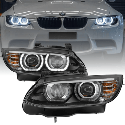 Xenon Scheinwerfer Set für BMW 3er E92 Coupe E93 Cabrio 2006–2010 | AFS | Angel Eyes | Schwarz