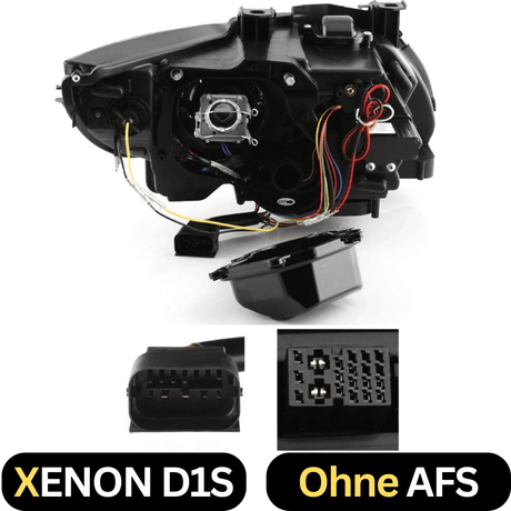 Xenon D1S Scheinwerfer für Audi A4 B8 8K mit ohne AFS Anschluss, detaillierte Ansicht der Stecker