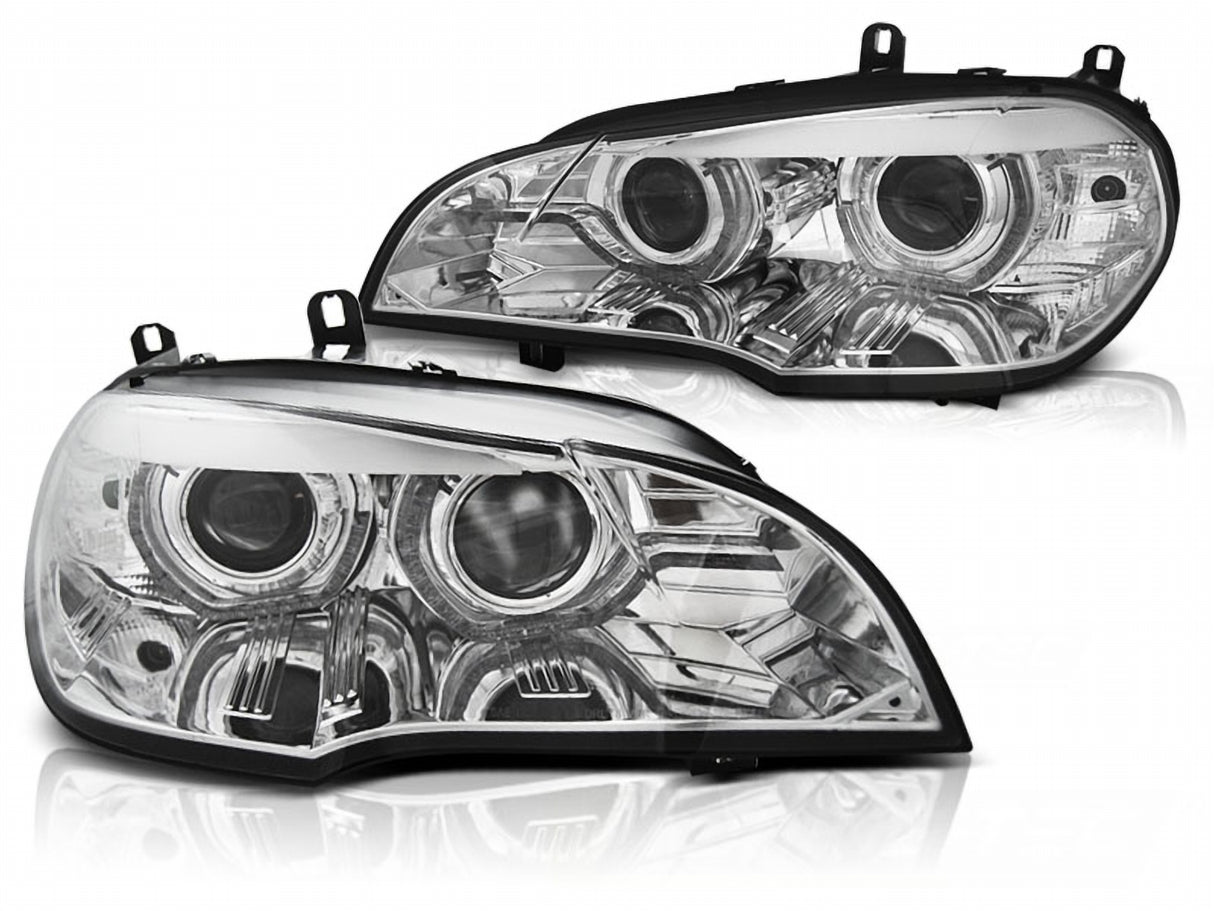 LED Scheinwerfer Set mit Angel Eyes für Tuning und Ersatz für BMW X5 E70