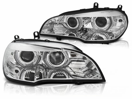 3D Angel Eyes Xenon Scheinwerfer Set für BMW X5 E70 2007–2010 Chrom True DRL - CR Tuning