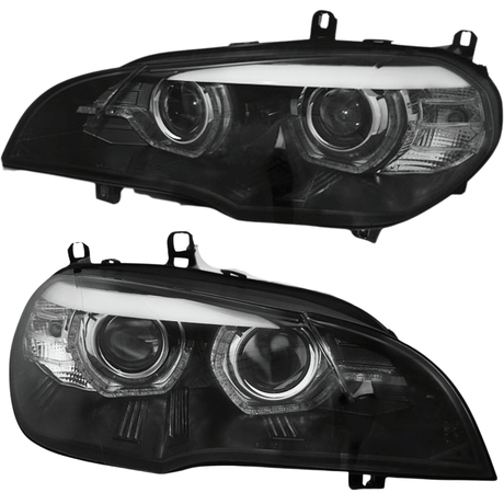 Scheinwerfer LED schwarz mit Tagfahrlicht für CR-Tuning für BMW X5 E70