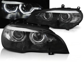 LED Scheinwerfer Set Schwarz AFS 2007-2013 für BMW X5 E70 Angel Eyes