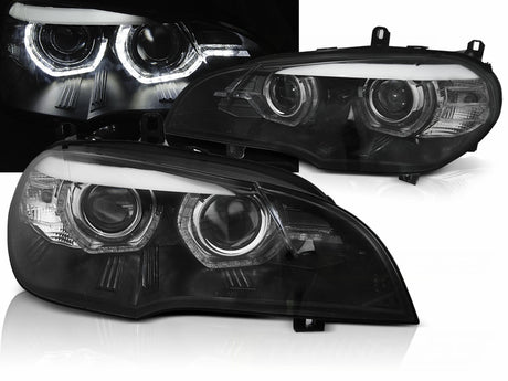 LED Scheinwerfer Set Schwarz AFS 2007-2013 für BMW X5 E70 Angel Eyes