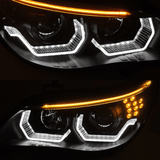 3D Angel Eyes Scheinwerfer Set Schwarz für BMW 5er E60 E61 2003-2007 - CR Tuning