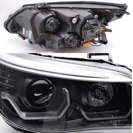 3D Angel Eyes Scheinwerfer Set Schwarz für BMW 5er E60 E61 2003-2007 - CR Tuning