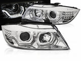 3D Angel Eyes Scheinwerfer Chrom für BMW 3er E90 E91 2005-2008 Tuning Zubehör
